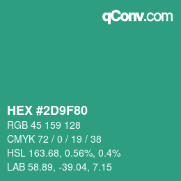 颜色代码: HEX #2D9F80 | qconv.com