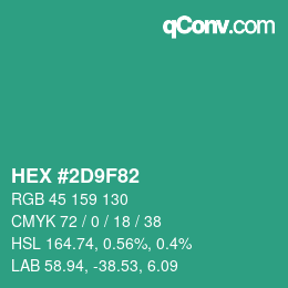 カラーコード: HEX #2D9F82 | qconv.com