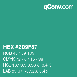 颜色代码: HEX #2D9F87 | qconv.com