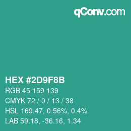 カラーコード: HEX #2D9F8B | qconv.com