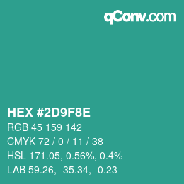 Color code: HEX #2D9F8E | qconv.com