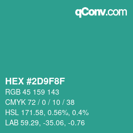 Color code: HEX #2D9F8F | qconv.com
