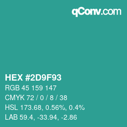 颜色代码: HEX #2D9F93 | qconv.com