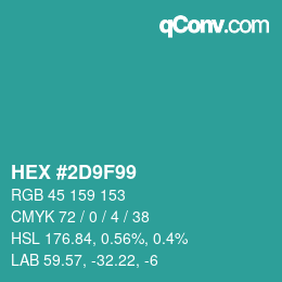 Color code: HEX #2D9F99 | qconv.com