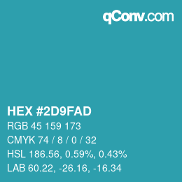 Color code: HEX #2D9FAD | qconv.com