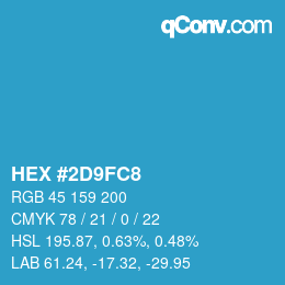 Color code: HEX #2D9FC8 | qconv.com