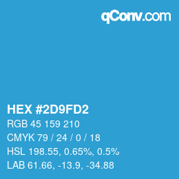 颜色代码: HEX #2D9FD2 | qconv.com