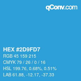 カラーコード: HEX #2D9FD7 | qconv.com