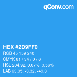 カラーコード: HEX #2D9FF0 | qconv.com