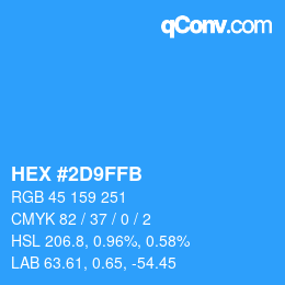 カラーコード: HEX #2D9FFB | qconv.com