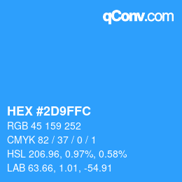 カラーコード: HEX #2D9FFC | qconv.com