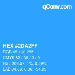 カラーコード: HEX #2DA2FF | qconv.com