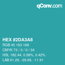 カラーコード: HEX #2DA3A8 | qconv.com