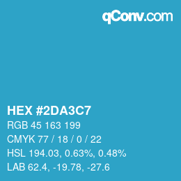 カラーコード: HEX #2DA3C7 | qconv.com