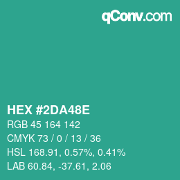 Color code: HEX #2DA48E | qconv.com