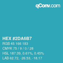 カラーコード: HEX #2DA6B7 | qconv.com
