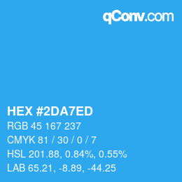 颜色代码: HEX #2DA7ED | qconv.com