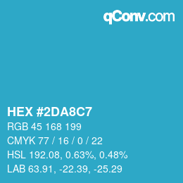 カラーコード: HEX #2DA8C7 | qconv.com