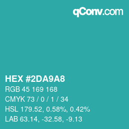 Farbcode: HEX #2DA9A8 | qconv.com
