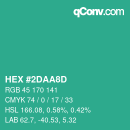 Color code: HEX #2DAA8D | qconv.com