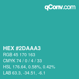 カラーコード: HEX #2DAAA3 | qconv.com