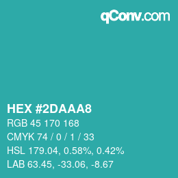 颜色代码: HEX #2DAAA8 | qconv.com