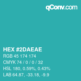 Color code: HEX #2DAEAE | qconv.com