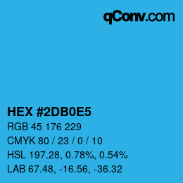 カラーコード: HEX #2DB0E5 | qconv.com