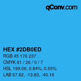 颜色代码: HEX #2DB0ED | qconv.com