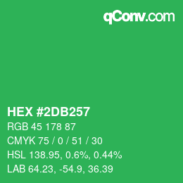 カラーコード: HEX #2DB257 | qconv.com