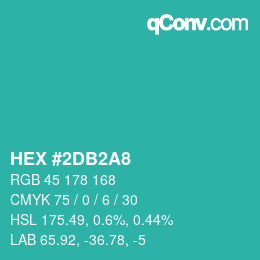 カラーコード: HEX #2DB2A8 | qconv.com