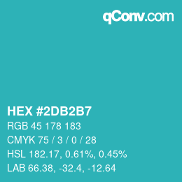 カラーコード: HEX #2DB2B7 | qconv.com