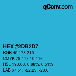 颜色代码: HEX #2DB2D7 | qconv.com