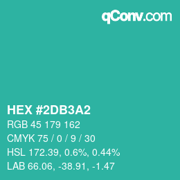 カラーコード: HEX #2DB3A2 | qconv.com