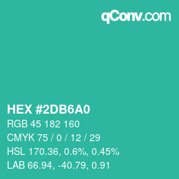 カラーコード: HEX #2DB6A0 | qconv.com