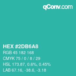 カラーコード: HEX #2DB6A8 | qconv.com