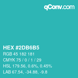 カラーコード: HEX #2DB6B5 | qconv.com