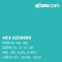 カラーコード: HEX #2DB6B6 | qconv.com