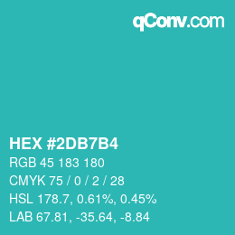 カラーコード: HEX #2DB7B4 | qconv.com