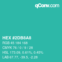 カラーコード: HEX #2DB8A8 | qconv.com