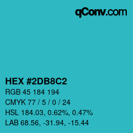 カラーコード: HEX #2DB8C2 | qconv.com