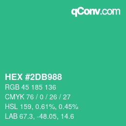 颜色代码: HEX #2DB988 | qconv.com