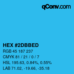 Code couleur: HEX #2DBBED | qconv.com