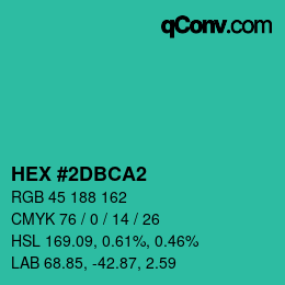Color code: HEX #2DBCA2 | qconv.com