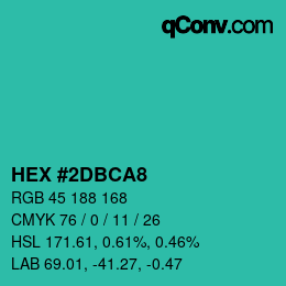 Color code: HEX #2DBCA8 | qconv.com