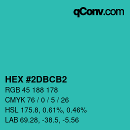 Color code: HEX #2DBCB2 | qconv.com