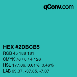カラーコード: HEX #2DBCB5 | qconv.com