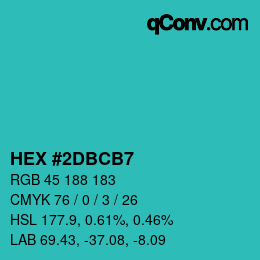 Color code: HEX #2DBCB7 | qconv.com