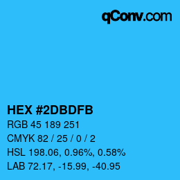 颜色代码: HEX #2DBDFB | qconv.com