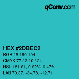 カラーコード: HEX #2DBEC2 | qconv.com